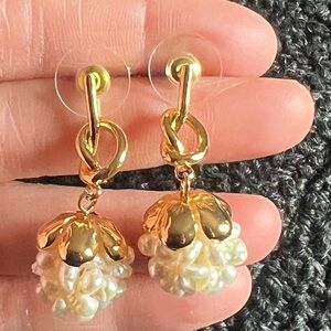 Celine Gold and Pearl Cluster Earrings